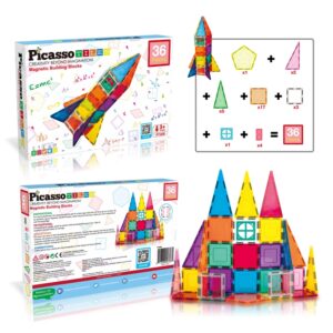 Magnetische bouwstenen - PicassoTiles - 36 stuks Raket - Sfinxspellen.nl